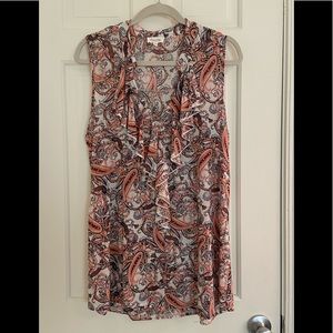 Siren Lily Peach Paisley Print Sleeveless Top 1X